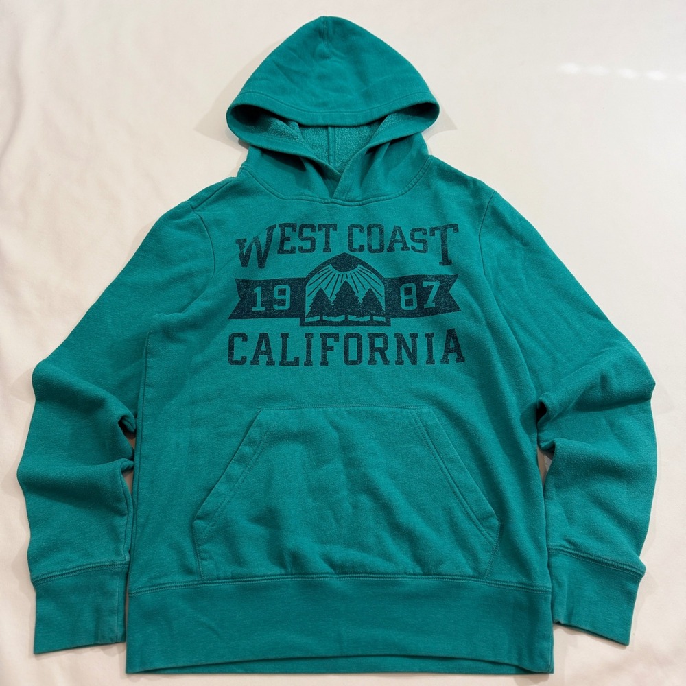 Aeropostale Hoodie Men Small Teal West Coast California Graphic Pullover
